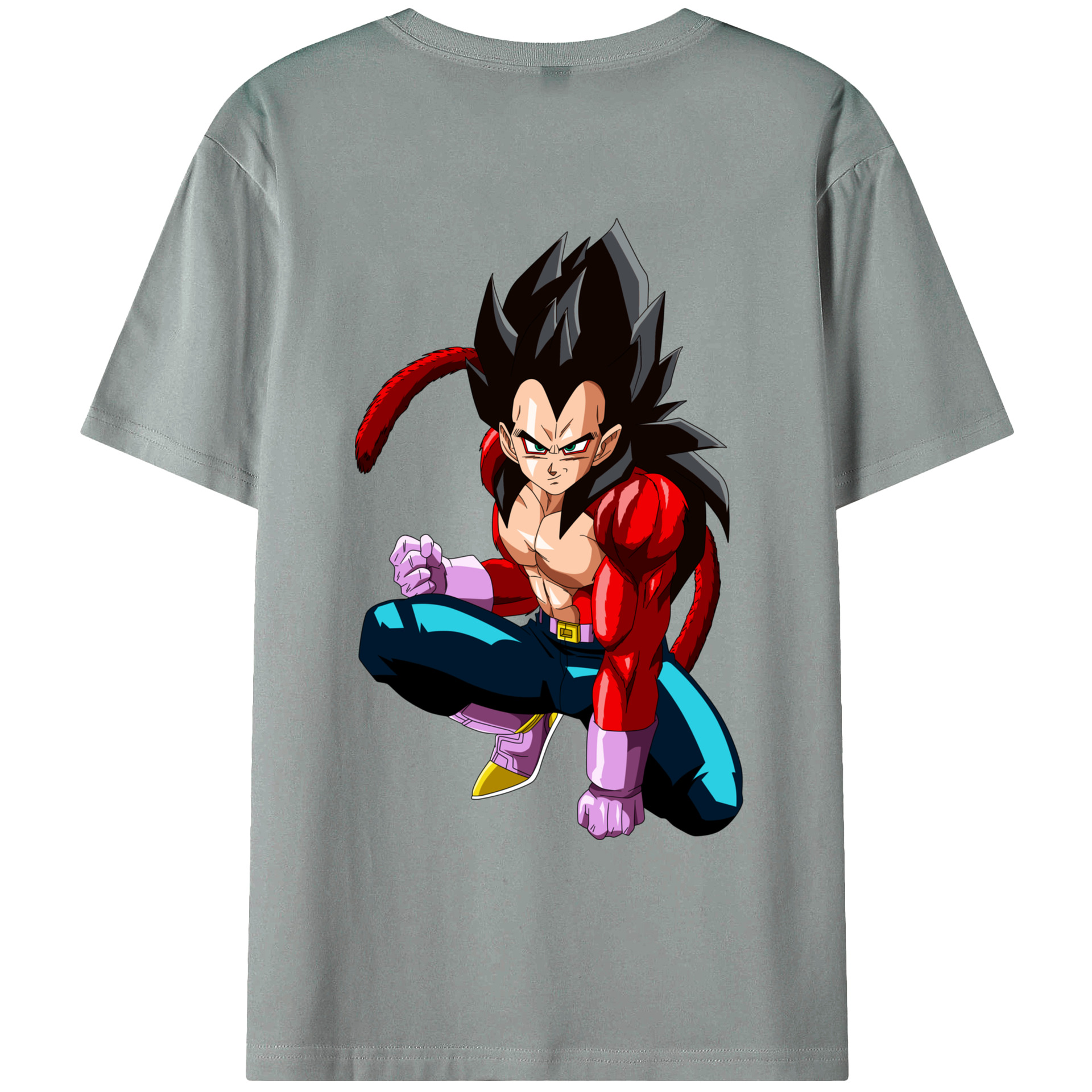（画像用） ドラゴンボール ベジータ四世（Bejīta Yonsei）DRAGON BALL Vegeta IV 綿100％ メンズ半袖Tシャツ（バックプリント） 通気性